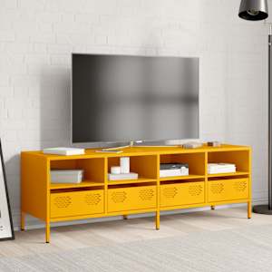 TV skříňka hořčicově žlutá 135 x 39 x 43,5 cm ocel - obrázek 3