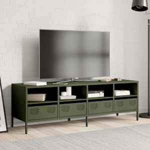 TV skříňka olivově zelená 135 x 39 x 43,5 cm ocel - obrázek 3