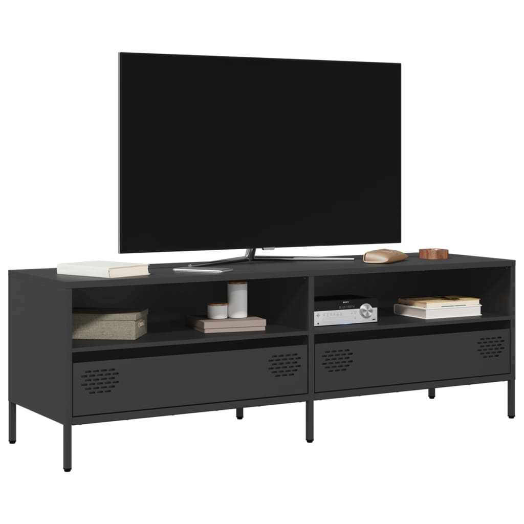 vidaXL Dulap TV, negru, 135x39x43,5 cm, oțel laminat la rece