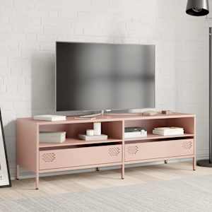 TV skříňka růžová 135 x 39 x 43,5 cm ocel válcovaná za studena - obrázek 3