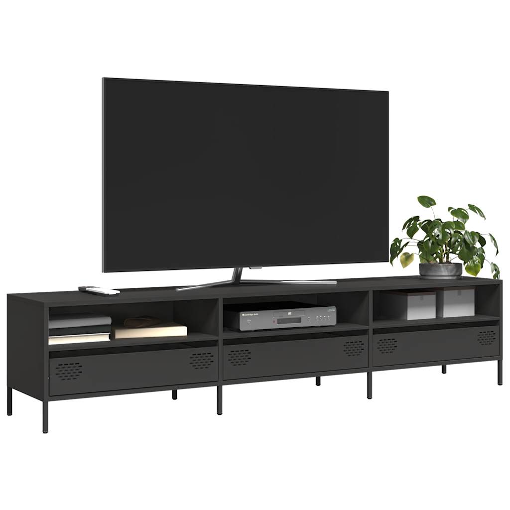 vidaXL Dulap TV, negru, 202x39x43,5 cm, oțel laminat la rece