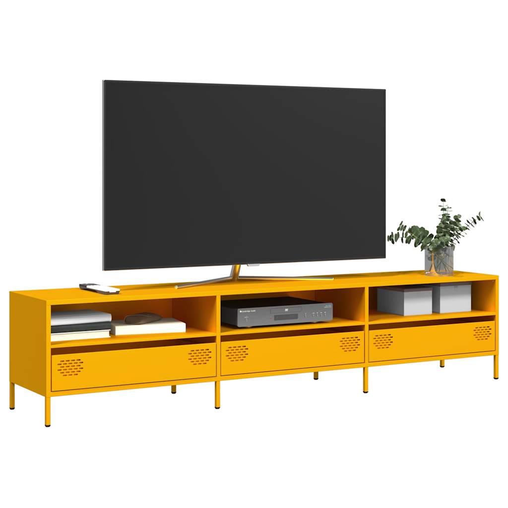 vidaXL TV-Schrank Senfgelb 202x39x43,5 cm Kaltgewalzter Stahl