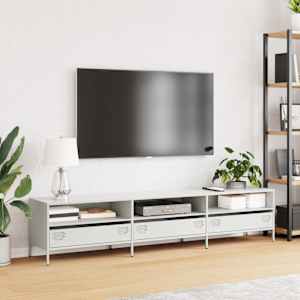 TV skříňka bílá 202 x 39 x 43,5 cm ocel válcovaná za studena - obrázek 3