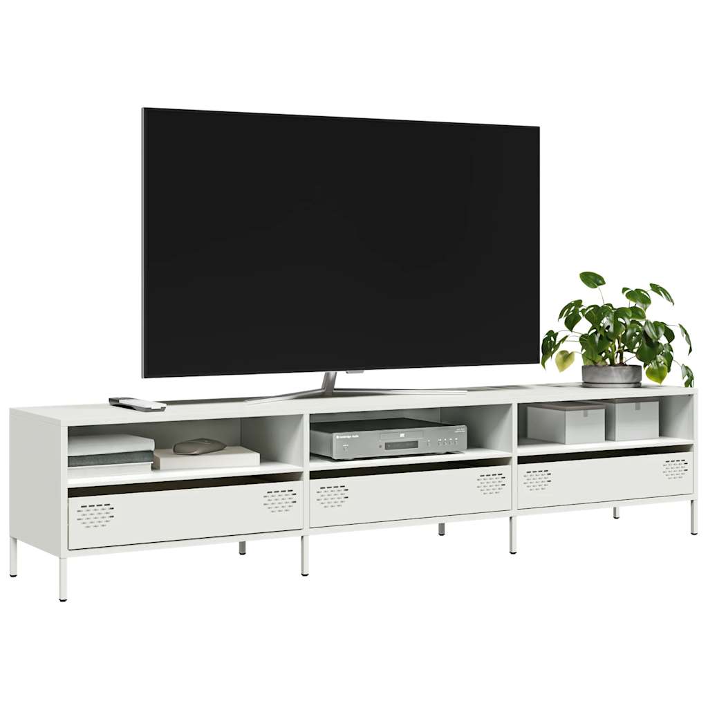 vidaXL Dulap TV, alb, 202x39x43,5 cm, oțel laminat la rece