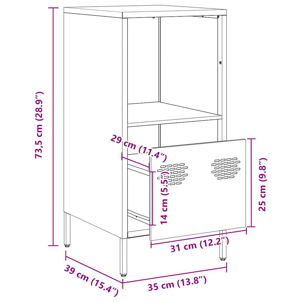 Komoda gorčično rumena 35x39x73,5 cm hladno valjano jeklo - slika 13