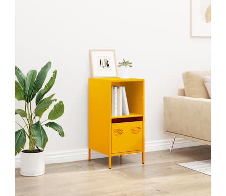 vidaXL Aparador acero laminado en fr&iacute;o amarillo mostaza 35x39x73,5 cm