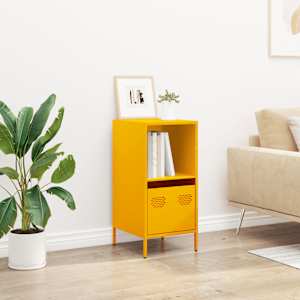 vidaXL Aparador acero laminado en fr&iacute;o amarillo mostaza 35x39x73,5 cm