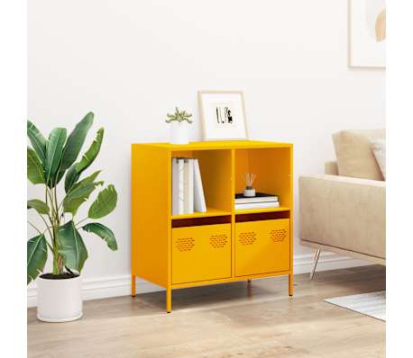 vidaXL Sideboard Mustard Yellow 68x39x73.5 cm Cold-rolled Steel