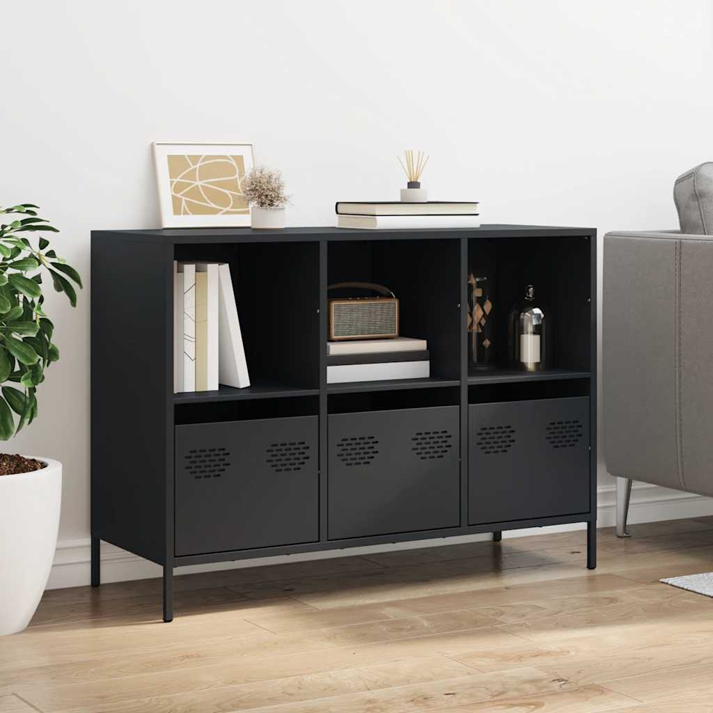 Thumbnail - vidaXL Sideboard Schwarz 101,5x39x73,5 cm Kaltgewalzter Stahl