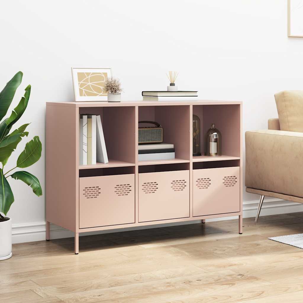 vidaXL Dressoir 101,5x39x73,5 cm koudgewalst staal roze afbeelding