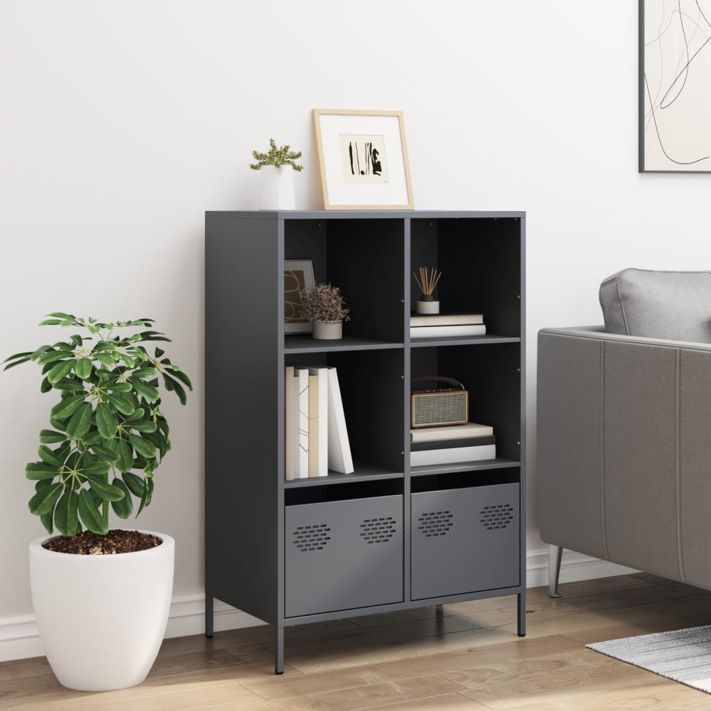 vidaXL Hoge kast 68x39x103,5 cm staal antracietkleurig afbeelding