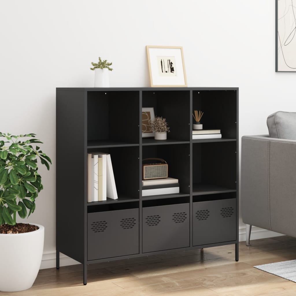 vidaXL Hoge kast 101,5x39x103,5 cm staal zwart afbeelding