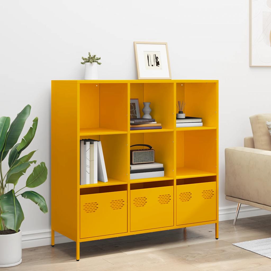 Thumbnail - vidaXL Highboard Senfgelb 101,5x39x103,5 cm Stahl
