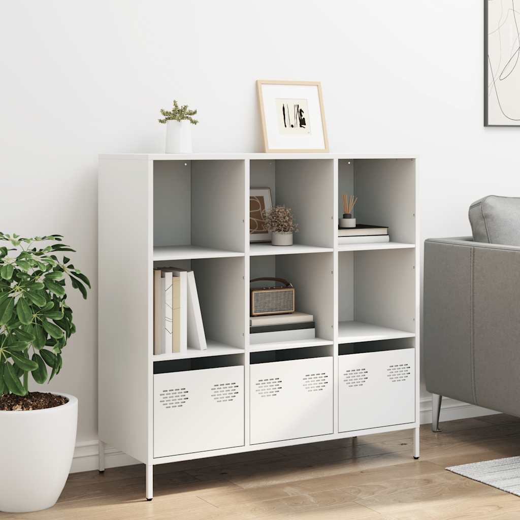 vidaXL Hoge kast 101,5x39x103,5 cm staal wit afbeelding