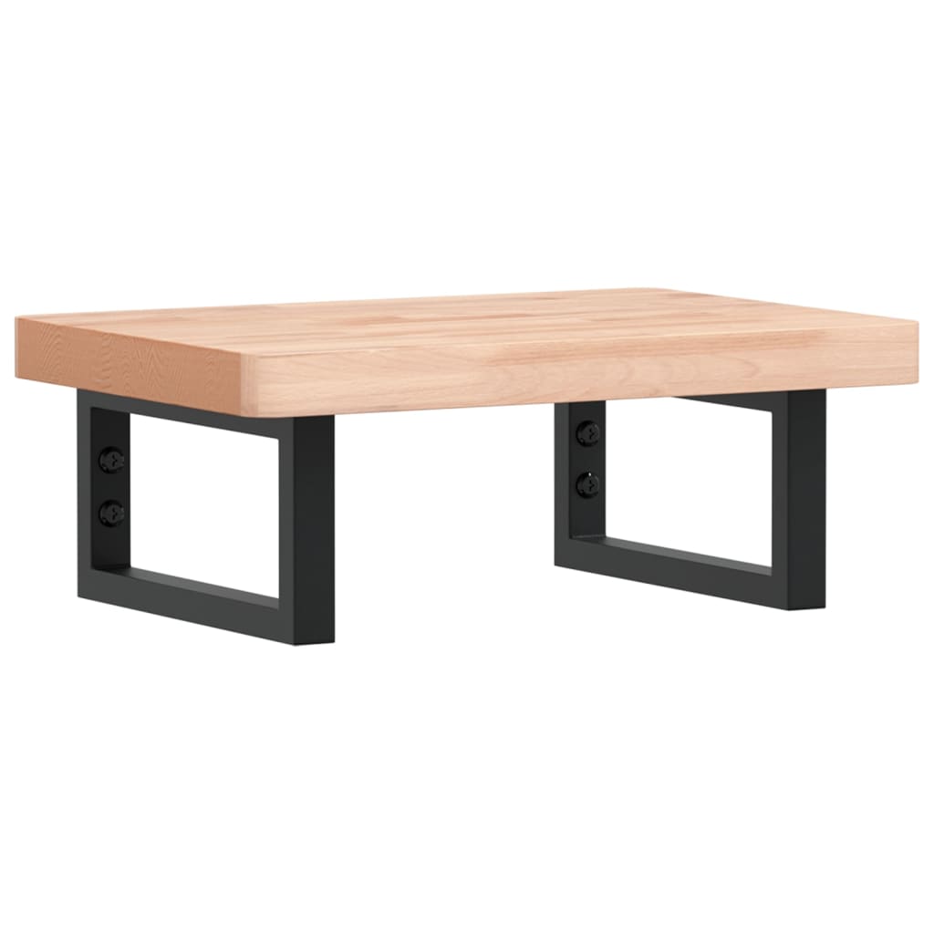 vidaXL Deska pod umyvadlo nástěnná ocel a masivní bukové dřevo