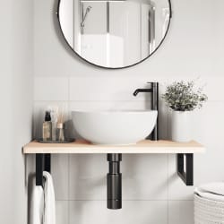 vidaXL izlietnes plaukts, stiprināms pie sienas, tērauds, ozola koks