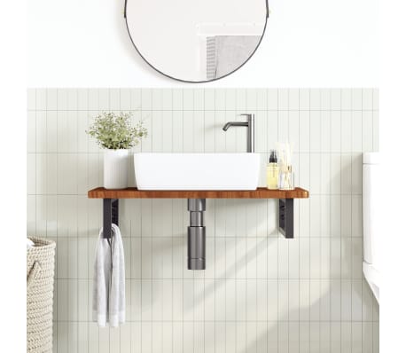 vidaXL Basin Shelf Wall Mounted Steel and Solid Wood Oak