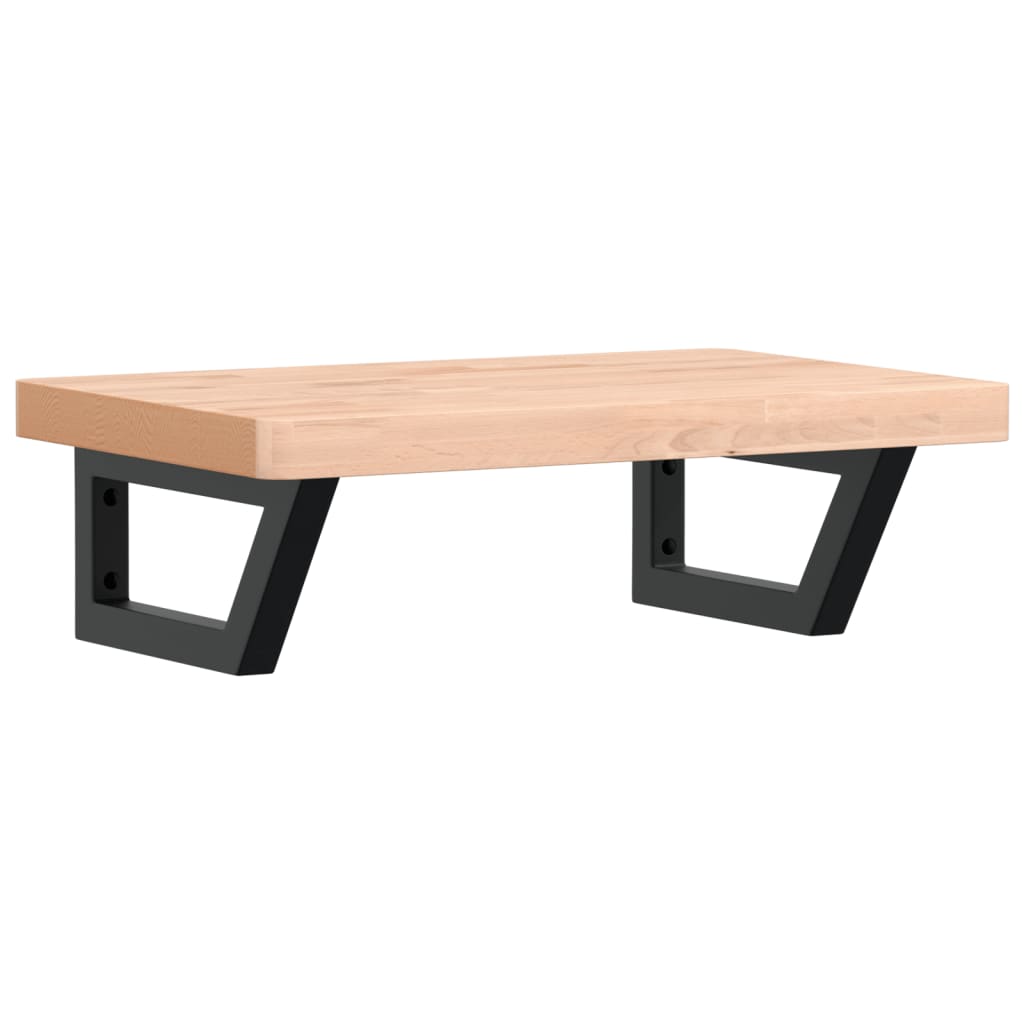 vidaXL Raft pentru lavoar montat pe perete, oțel și lemn masiv fag-image-3302363