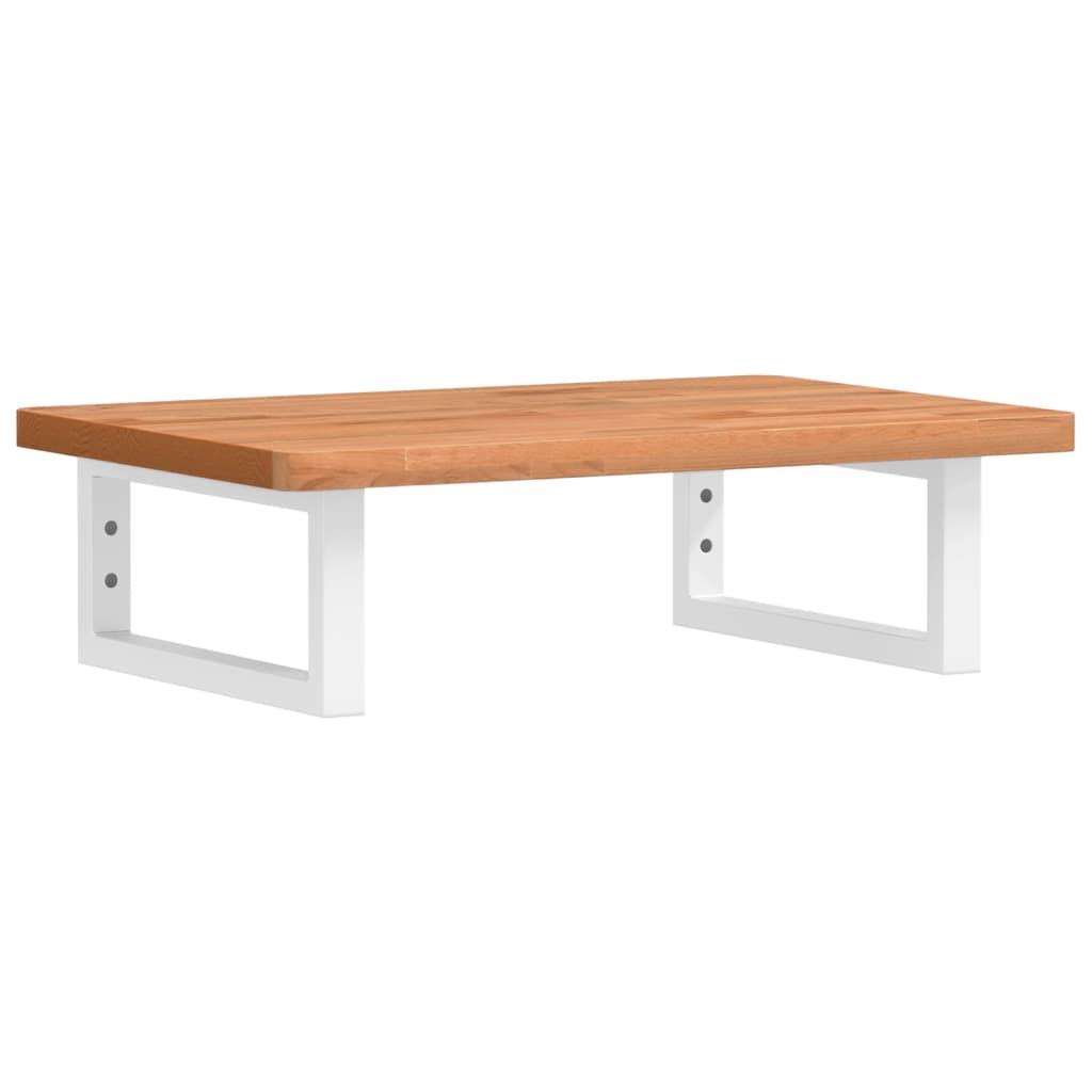 vidaXL Deska pod umyvadlo nástěnná ocel a masivní bukové dřevo