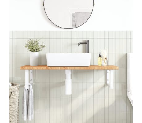 vidaXL Waschtischplatte mit Halterung Stahl und Massivholz Eiche