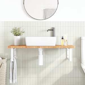 vidaXL Waschtischplatte mit Halterung Stahl und Massivholz Eiche