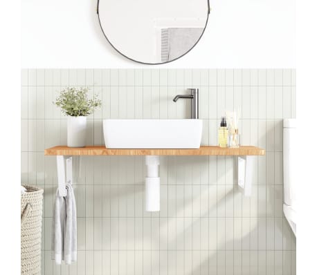 vidaXL Badkamer wandschap staal en massief eikenhout