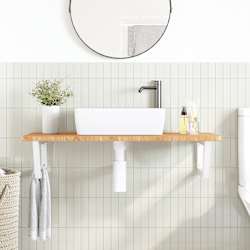 vidaXL &Eacute;tag&egrave;re de vasque murale acier et bois de ch&ecirc;ne massif