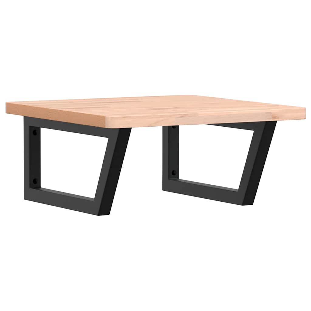 vidaXL Deska pod umyvadlo nástěnná ocel a masivní bukové dřevo