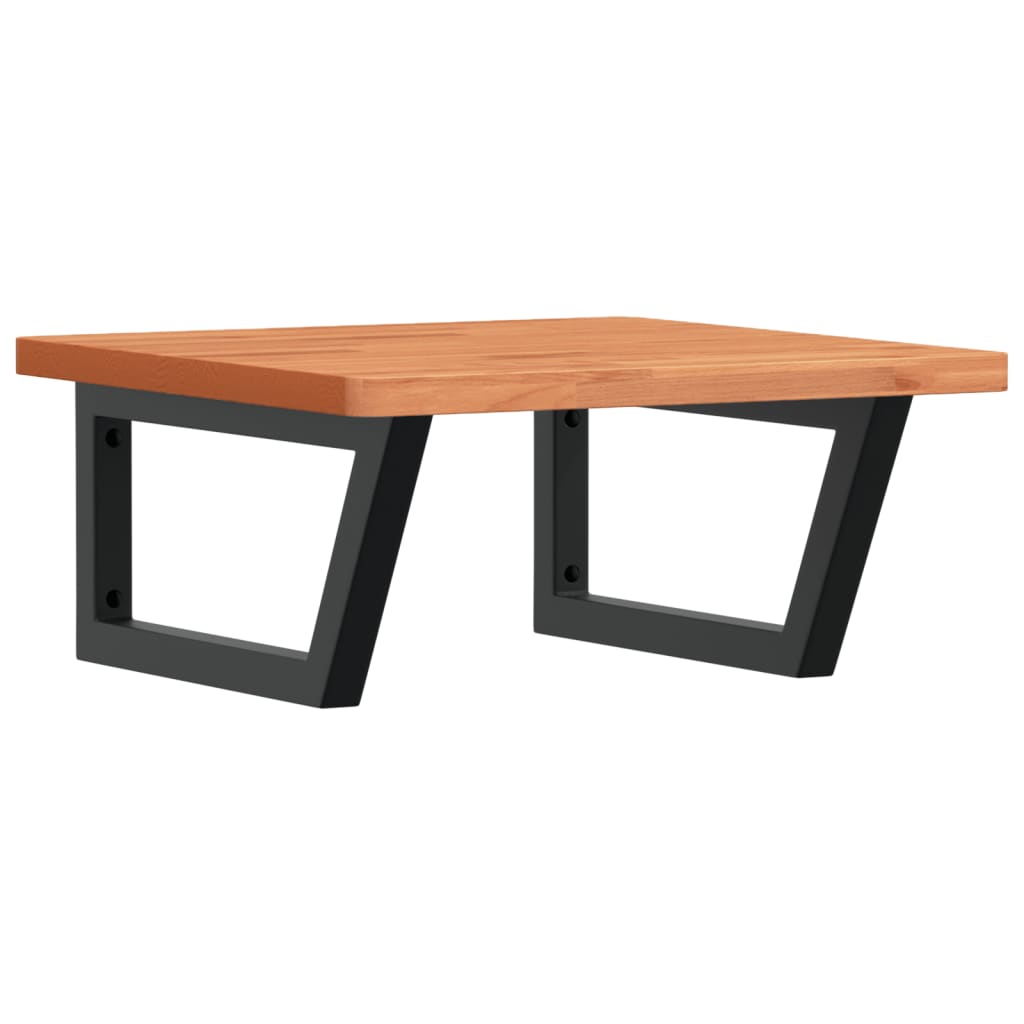 vidaXL Deska pod umyvadlo nástěnná ocel a masivní bukové dřevo