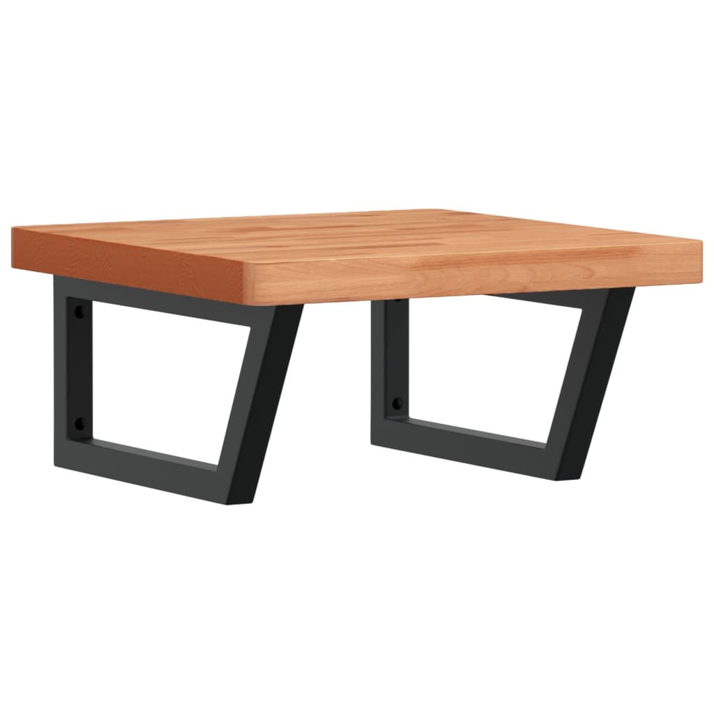 vidaXL Deska pod umyvadlo nástěnná ocel a masivní bukové dřevo