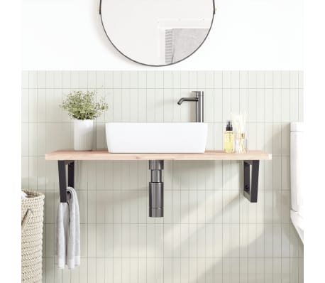 vidaXL Badkamer wandschap staal en massief beukenhout
