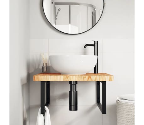 vidaXL Lentyna praustuvui, plienas ir ąžuolo medienos masyvas