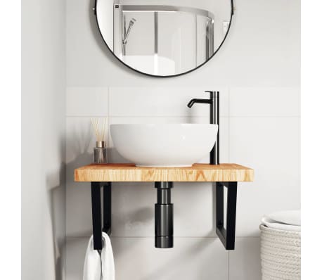 vidaXL Basin Shelf Wall Mounted Steel and Solid Wood Oak