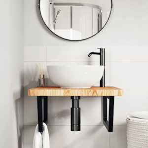 vidaXL Basin Shelf Wall Mounted Steel and Solid Wood Oak