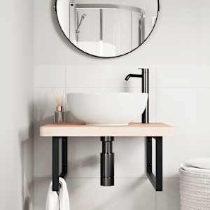 vidaXL Zidna polica za umivaonik od čelika i masivne bukovine