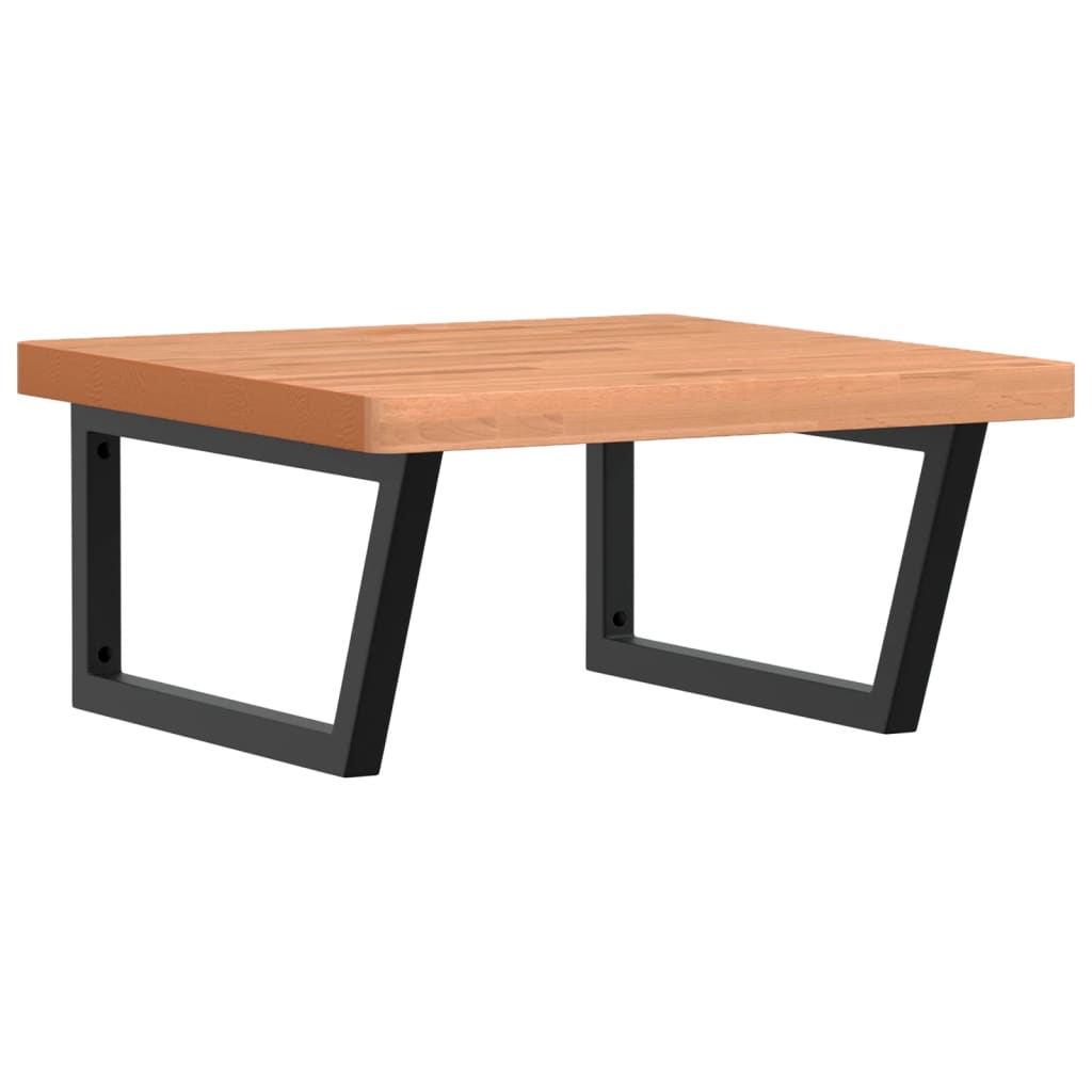 vidaXL Deska pod umyvadlo nástěnná ocel a masivní bukové dřevo