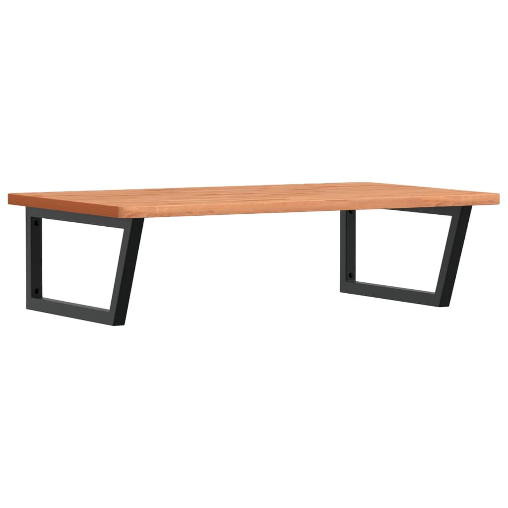 vidaXL Deska pod umyvadlo nástěnná ocel a masivní bukové dřevo