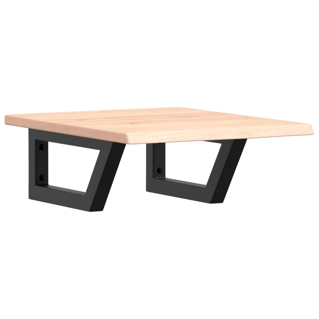 vidaXL Deska pod umyvadlo nástěnná ocel a masivní dubové dřevo