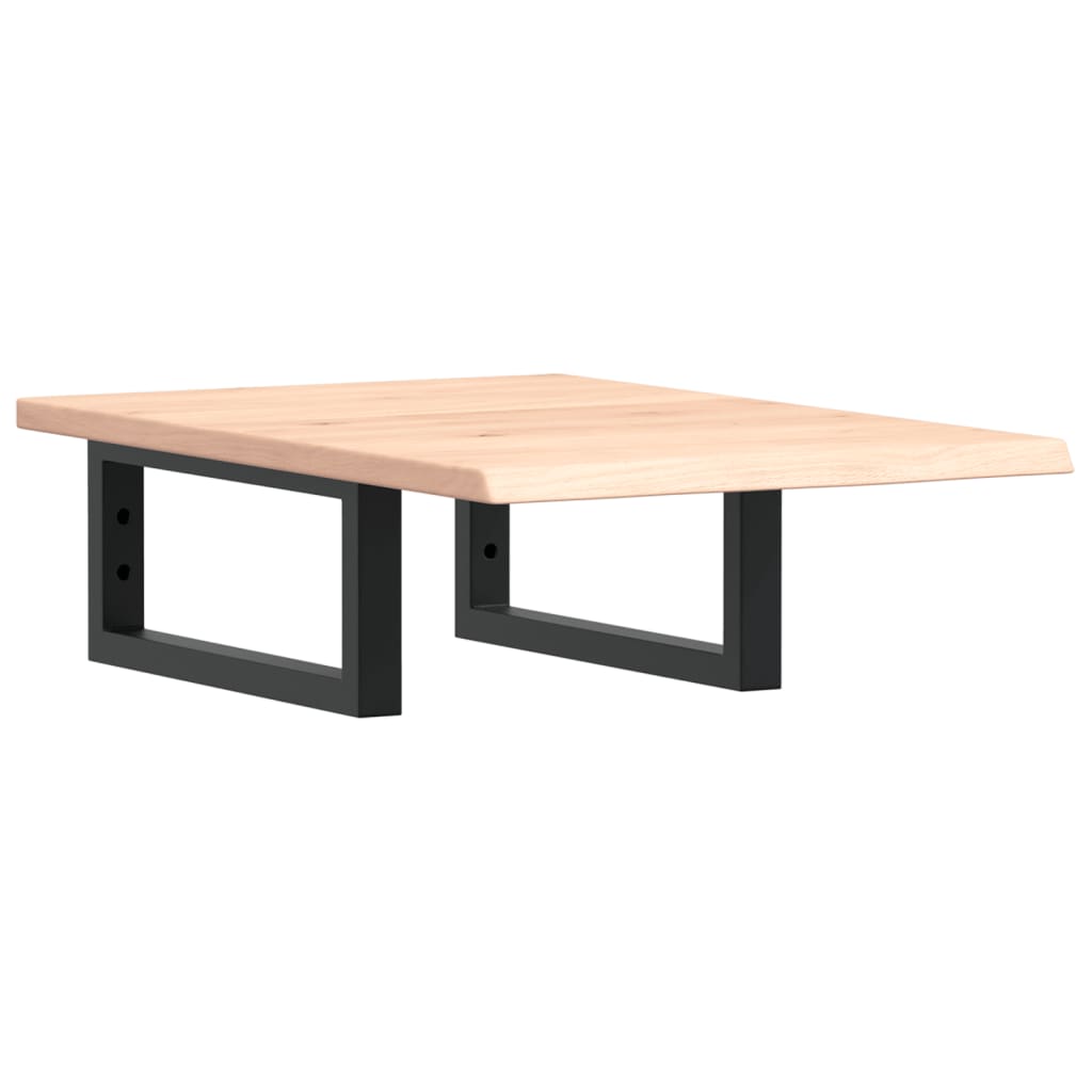 vidaXL Deska pod umyvadlo nástěnná ocel a masivní dubové dřevo