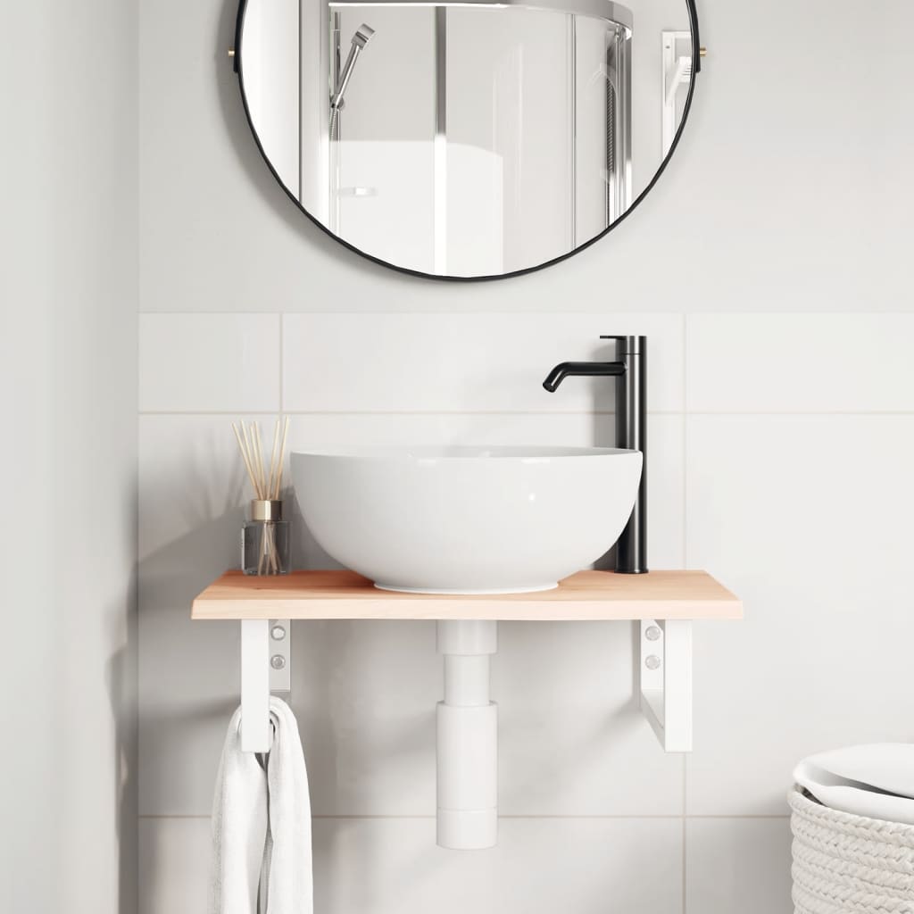 vidaXL Badkamer wandschap staal en massief eikenhout afbeelding