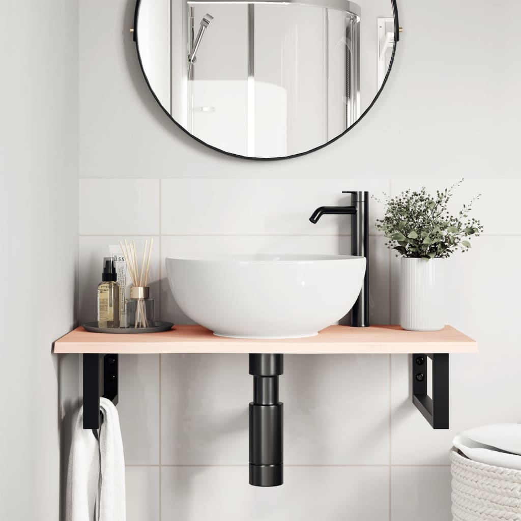 vidaXL Badkamer wandschap staal en massief eikenhout afbeelding
