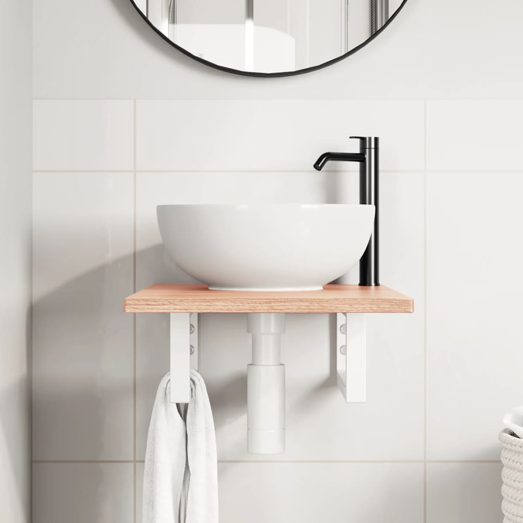 vidaXL Badkamer wandschap staal en massief eikenhout afbeelding