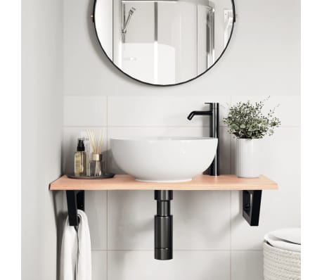 vidaXL Basin Shelf Wall Mounted Steel and Solid Wood Oak