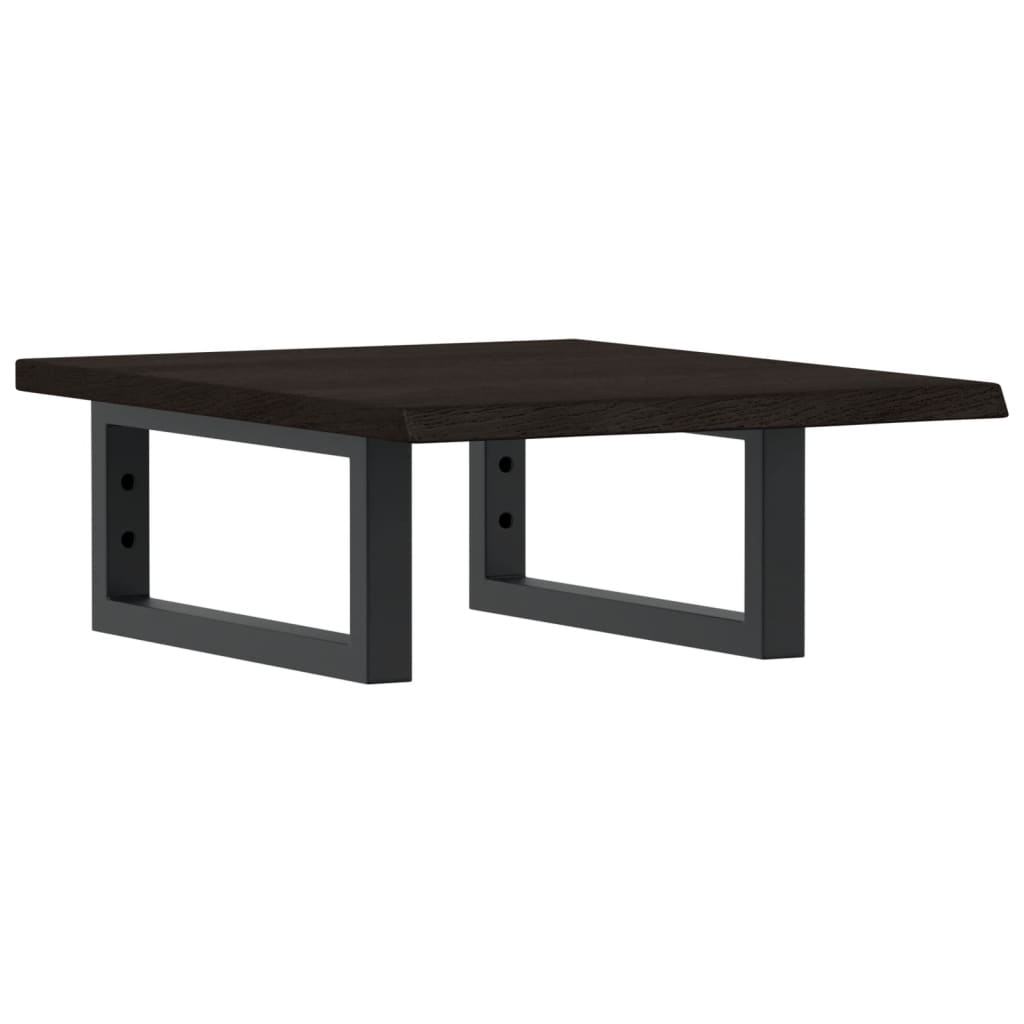 vidaXL Deska pod umyvadlo nástěnná ocel a masivní dubové dřevo