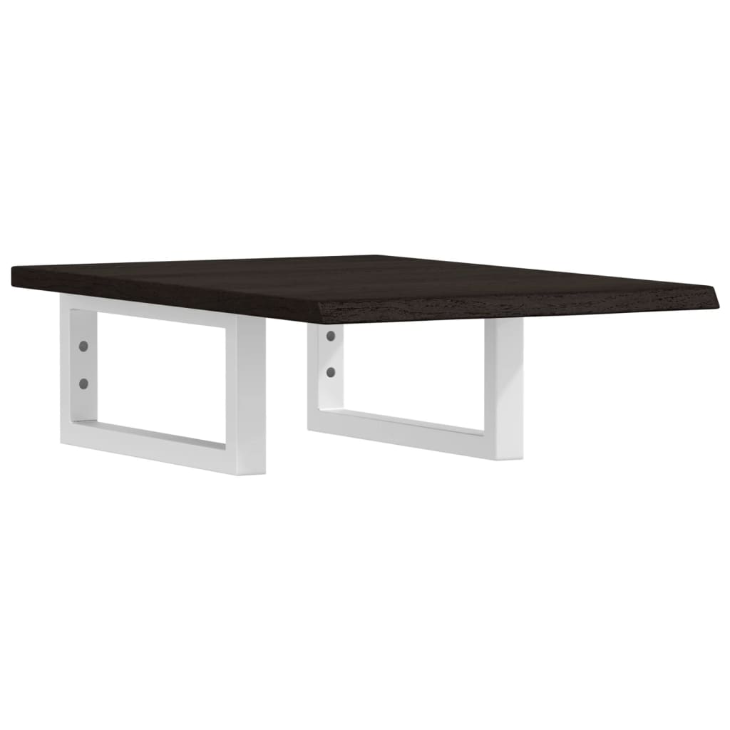 vidaXL Deska pod umyvadlo nástěnná ocel a masivní dubové dřevo