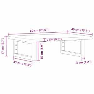 Deska pod umyvadlo nástěnná ocel a masivní dubové dřevo - obrázek 11