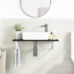 vidaXL Raft pentru lavoar montat pe perete, oțel și lemn masiv stejar