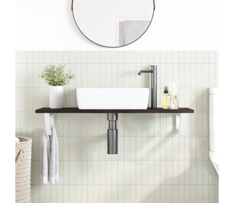 vidaXL Waschtischplatte mit Halterung Stahl und Massivholz Eiche