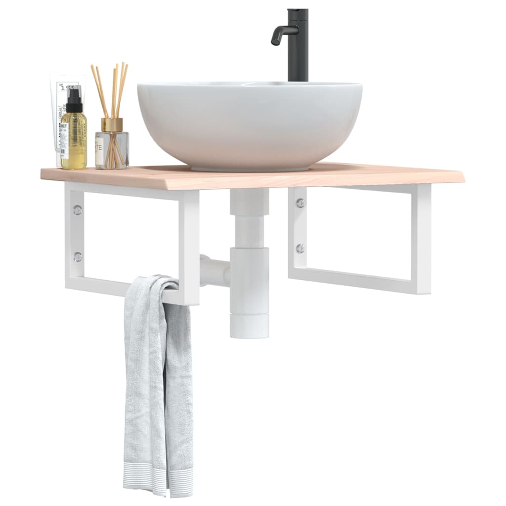 Badkamer wandschap staal en massief eikenhout image 1