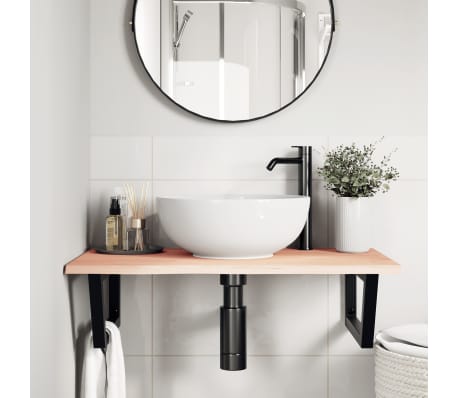 vidaXL Basin Shelf Wall Mounted Steel and Solid Wood Oak